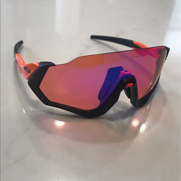 Oakley Mens Flight Jacket Sunglasses Orange Black - Picture 1 of 6